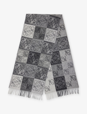 LOEWE: Anagram Fringed Wool And Cashmere Scarf