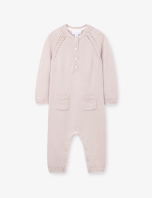 The Little White Company: Pointelle Long-Sleeve Wool and Cashmere-Blend Romper 0-24 Months