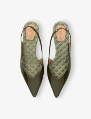 Aera Womens Green Silvana 50 Faux Patent-leather Slingback Courts Eur 38.5 / 5.5 Uk In Green