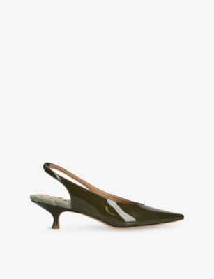 Aera Womens Green Silvana 50 Faux Patent-leather Slingback Courts Eur 38.5 / 5.5 Uk In Green