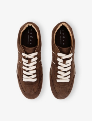 Hogan Suede Upper Sneakers With Contrasting Stitching In Brown