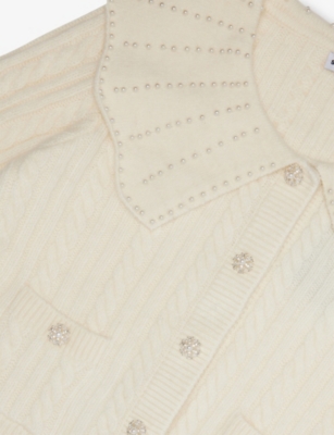 SELF PORTRAIT: Embellished Cable Knitted Cardigan 3-12 Years