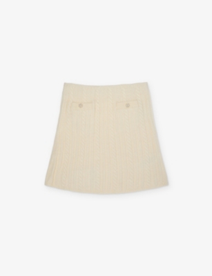 SELF PORTRAIT: Rhinestone-Embellished Knitted Wool-Blend Skirt 3-12 Years