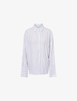 The Frankie Shop Womens White/black Stripe Anvers Striped Woven Shirt In Multi