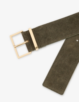 The Frankie Shop Womens Khaki/gold Evro Suede Belt Xs