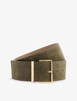 The Frankie Shop Womens Khaki/gold Evro Suede Belt Xs