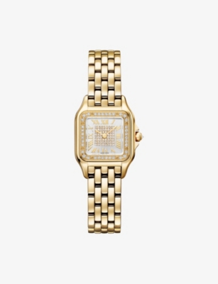 Cartier Rose Gold Crwjpn0094 Panthère De  Small 18ct Yellow-gold And 0.37ct Diamond Quartz Watch In Gold