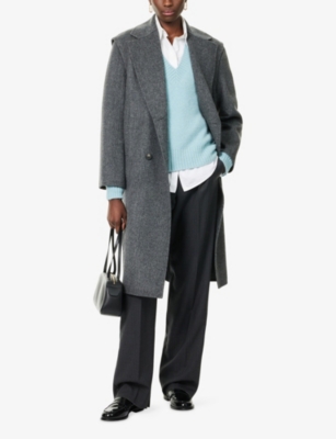 Weekend Max Mara Omens Dark Grey Reversible Notch-lapel Wool Coat In Gray