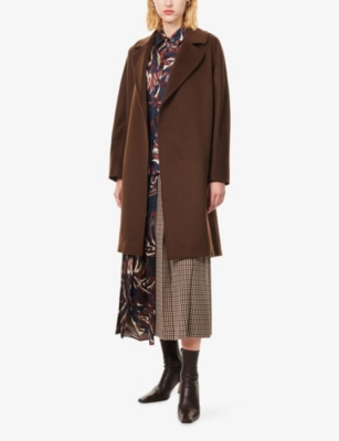 Weekend Max Mara Omens Chocolate Corte Brushed Wool Coat In Brown