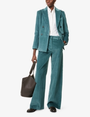 Weekend Max Mara Omens Oil Katanga Double-breasted Cotton-corduroy Blazer In Brown