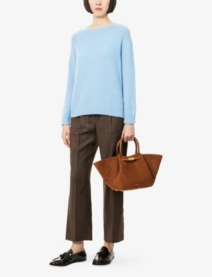 Weekend Max Mara Omens Chocolate Hateley Wide-leg Stretch-wool Trousers In Brown