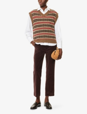 Weekend Max Mara Omens Camel Fleres Intarsia Knit Vest In Brown