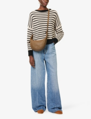 Weekend Max Mara Omens Beige Ezor Striped Wool Jumper In Sand