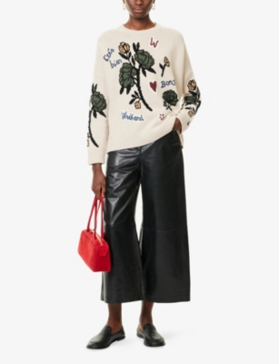 Weekend Max Mara Maglia Pavidi Over In Filato Di Lana Ecru In Multi