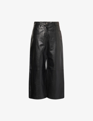WEEKEND MAX MARA: Blanc Wide-Leg Leather Trousers