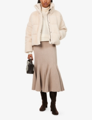 Weekend Max Mara Omens Ivory Alfredo Padded Teddy Puffer Jacket In Neutral