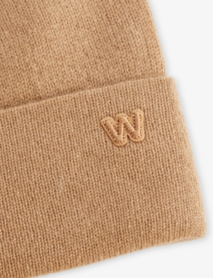 Weekend Max Mara Omens Camel Caimanonew Brand-patch Cashmere Beanie In Brown