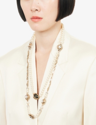 WEEKEND MAX MARA: Ombrosa Metal And Faux-Pearl Necklace