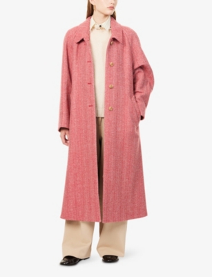 Weekend Max Mara Omens Red Chevron Ugola Herringbone-print Wool-blend Coat In Red