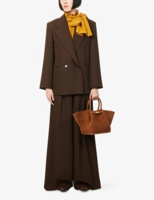 Weekend Max Mara Omens Dark Brown Ginseng Notch-lapels Wool Blazer In Brown