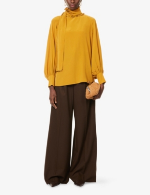Weekend Max Mara Omens Dark Brown Garenna Pleated Wool Trousers In Brown