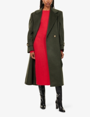 Weekend Max Mara Omens Red Plain Aire Cable Knit Maxi Dress In Red