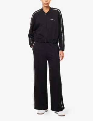 We Are Tala Omens Shadow Black Logo-print Side-pocket Woven Track Jacket In Black