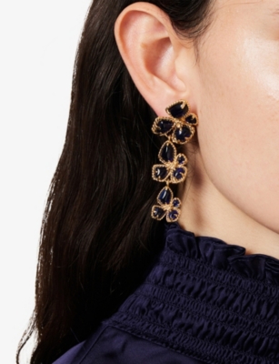 Zimmermann Womens Blue Gold Bloom Dangles 12ct Gold-plated Brass Drop Earrings In Blue