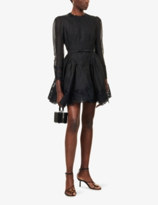 ZIMMERMANN: Hypnotic Lace Linen And Silk Mini Dress