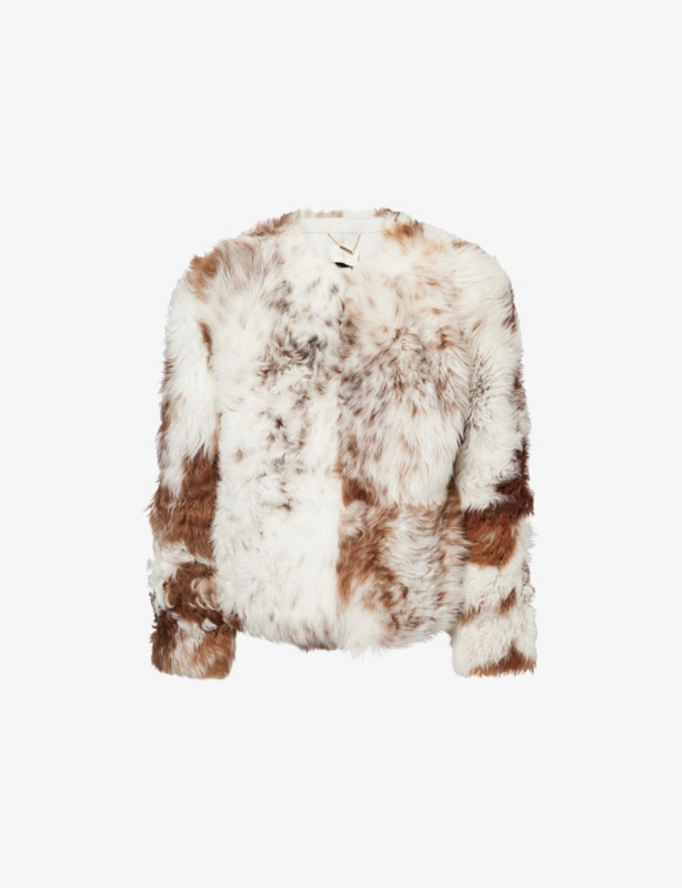 Hypnotic Spot Round-Neck Shearling Jacket