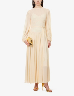 Zimmermann Womens Cream Hypnotic Belted Woven Maxi Dress Xs In White