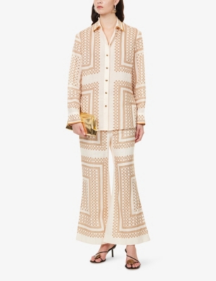 Zimmermann Womens Cream Geo Print Printed Relaxed-fit Woven Shirt In White