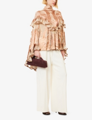ZIMMERMANN: Burnout Floral Satin Blouse