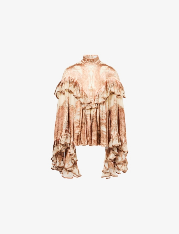 Burnout Floral Satin Blouse