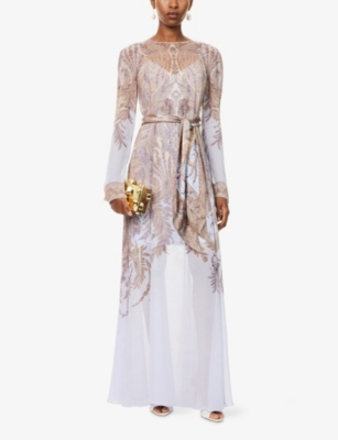 ZIMMERMANN: Sheath Printed Chiffon maxi Dress