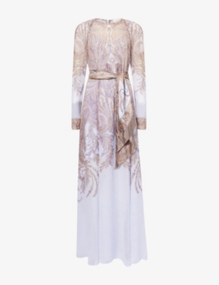 ZIMMERMANN: Sheath Printed Chiffon maxi Dress