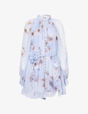 Zimmermann Womens Lilac Poppy Hypnotic Long-sleeves Woven Playsuit Xs