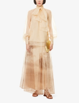 ZIMMERMANN: Memento Printed Silk Maxi Skirt
