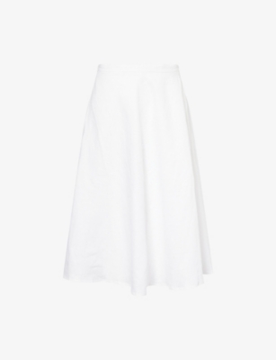 Reformation Womens White Maia A-line Linen Midi Skirt In White