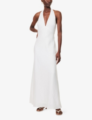 Delilah Halterneck Linen Midi Dress