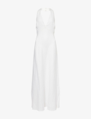 Delilah Halterneck Linen Midi Dress