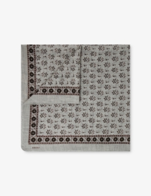 SOEUR: Classique Floral-Print Wool-Twill Scarf