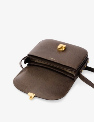 Soeur Womens Bronze/noir Bellissima Mini Lizard-embossed Leather Cross Body Bag