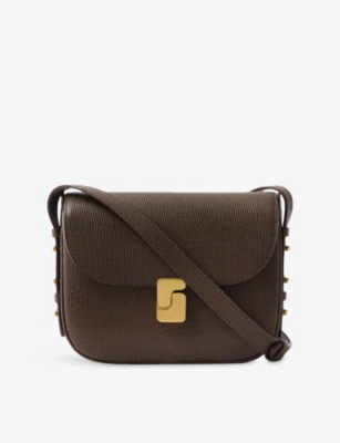 Soeur Womens Bronze/noir Bellissima Mini Lizard-embossed Leather Cross Body Bag