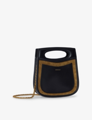 SOEUR: Cheri Mini Suede and Leather Top-Handle Bag
