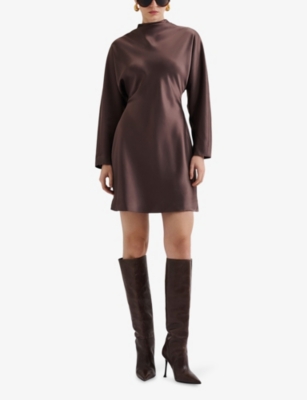 MALINA: Zora Draped Satin Mini Dress