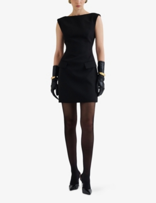 MALINA: Adelina High-Neck Woven Mini Dress