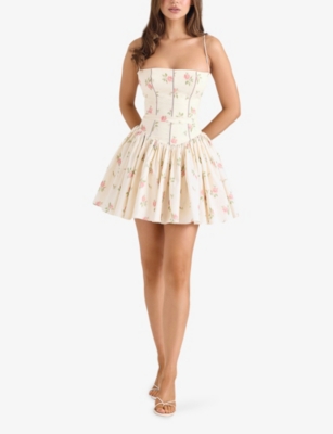 HOUSE OF CB: Ysabella Floral-Print Stretch-Cotton Mini Dress