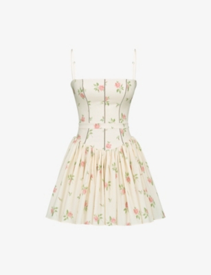 HOUSE OF CB: Ysabella Floral-Print Stretch-Cotton Mini Dress