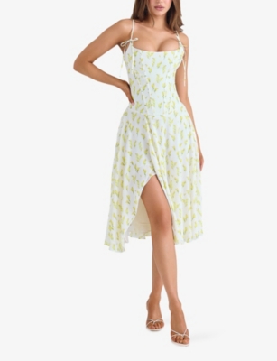 HOUSE OF CB: Yvette Floral-Print Woven Midi Dress